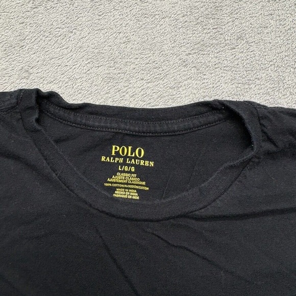 Polo Ralph Lauren T-shirt Mens Large Black Short Sleeve Pony Crew - Picture 4 of 5